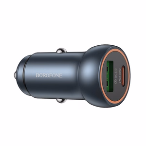 Car charger Borofone BZ32A USB-C/USB-A 30W grey