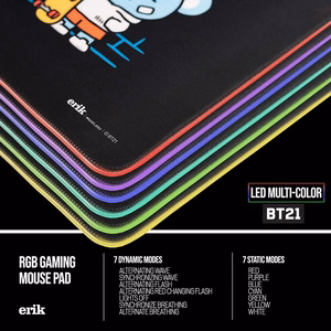 BT21 XXL spēļu galda paklājs ar LED apgaismojumu, 90 × 40 cm