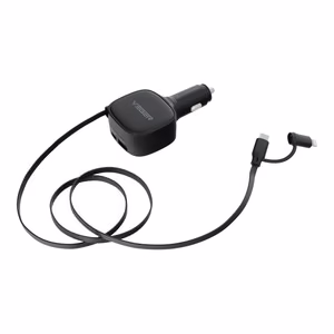 VEGER automobiļa lādētājs ar USB-C kabeli (USB-C / Lightning) QC PD 84W CC89 melns