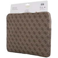 Guess 4G rāvējslēdzēja kabatas apvalks ar trīsstūra logotipu 14" klēpjdatoram - brūns