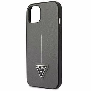Guess GUHCP14SPSATLG iPhone 14 6.1 "sudraba cietais apvalks SaffianoTriangle Logo