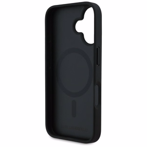 Karl Lagerfeld Grained Pattern & Logo MagSafe Maciņš for iPhone 16 - melns