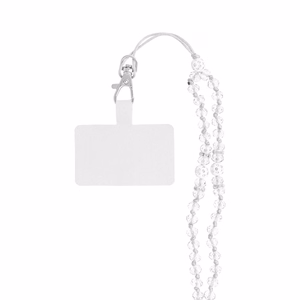 CRYSTAL DIAMOND tālruņa siksniņa, tālruņa piekariņš / auklas garums 74 cm (37 cm cilpā) / uz kakla – balts