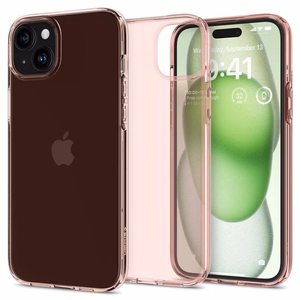 Spigen Crystal Flex viedtālruņa apvalks iPhone 15 Plus - rozā/caurspīdīgs