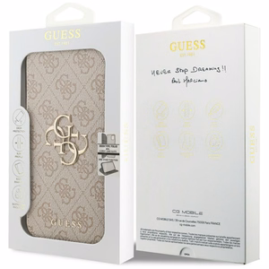 Guess Book 4G Metal Logo Чехол для iPhone 17 Pro Max - розовый