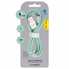Blavec Kabelis Candy pīnīts - USB uz Lightning - 2,4A 2 metres Apple CarPlay (CCA-UL24GN20) zaļš