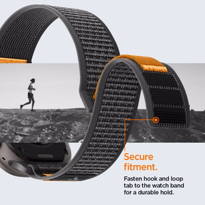 Spigen Athlex Air 2 siksniņa Apple Watch 8 / 9 / 10 / 11 / SE / Ultra (44 / 45 / 46 / 49 mm) melna / oranža
