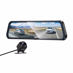 Videoreģistrators atpakaļskata spogulim ar 9,66" displeju, 1080p/30fps + aizmugurējā kamera 720p/30fps, Hoco DV16, melns