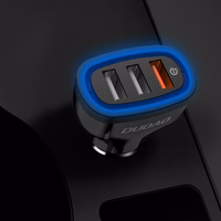 Auto lādētājs Dudao "R7S" QC3.0 Quick Charge 18W Melns (Ports: 3xUSB)