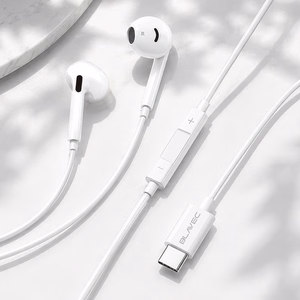 Blavec BHS-02 USB-C austiņas bez silikona uzgaļiem, ar mikrofonu un DAC (BHS02-W), baltas