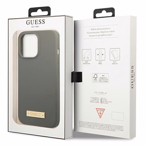 Guess GUHMP13LSPLG iPhone 13 Pro / 13 6.1" pelēks/pelēks cietais apvalks Silikona Logo Plate Magnētiskais