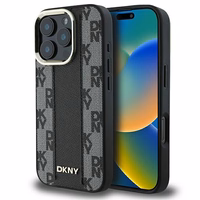 DKNY Rūtainais raksts magnētiskais iPhone 16 Pro viedtālruņa apvalks - melns