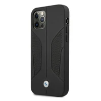 BMW Ādas perforētām malām viedtālruņa apvalks iPhone 12 / iPhone 12 Pro - melns
