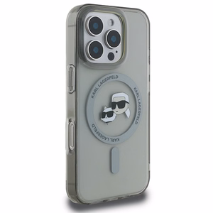 Karl Lagerfeld IML Metal Karl&Choupette Head magnētiskais viedtālruņa apvalks iPhone 16 Pro Max - melns