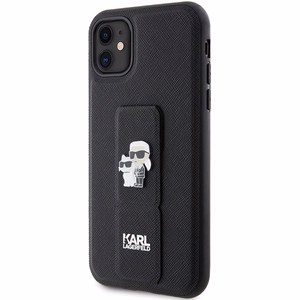 Karl Lagerfeld Gripstand Saffiano Karl&Choupette Pins чехол для iPhone 11 / Xr - чёрный
