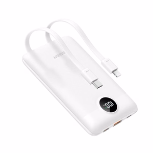 Внешний аккумулятор Veger C11 (W1170) PD QC3.0 2A 22,5W 10000 mAh со встроенными кабелями USB C / Lightning белый