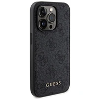 Guess 4G Metal Logo viedtālruņa apvalks komplekts iPhone 14 Pro Max + 5000mAh Magnētiskā portatīvais lādētājs - melna