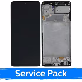 LCD Displejs Saderīgs ar Samsung A225 A22 4G Melns Ar Frame (Service Pack)