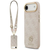 Guess 4G Strass Logo & Big Strap Metal Buttons Magnētiskais viedtālruņa apvalks iPhone Air - rozā