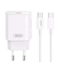 XO sienas lādētājs CE25 PD 25W 1x USB-C balts + kabelis USB-C - USB-C