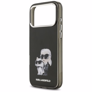 Karl Lagerfeld IML Aquarelle Karl & Choupette & Logo Magnētiskais viedtālruņa apvalks iPhone 17 Pro Max - melns