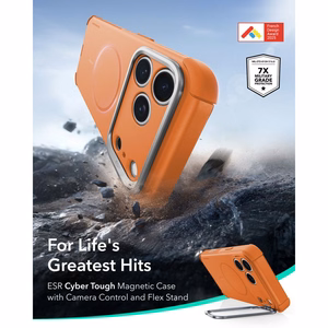 ESR Cyber Tough Kickstand MagSafe maciņš, paredzēts iPhone 18 Pro / 17 Pro, oranžs