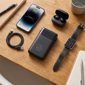 FORCELL F-ENERGY F10K6 Multicharge ārējais akumulators ar iebūvētiem USB-C un Lightning kabeļiem, PD, QC3.0, 3 A, 22,5 W, 10000 mAh, melns