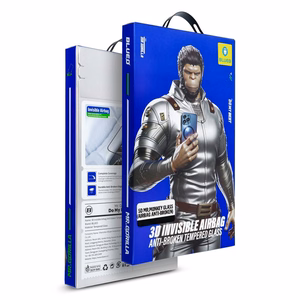 Aizsargstikls 5D Mr. Monkey Glass - Apple iPhone 14 Pro Max melns (Aizsarg pret lūzumiem ar Airbaga)