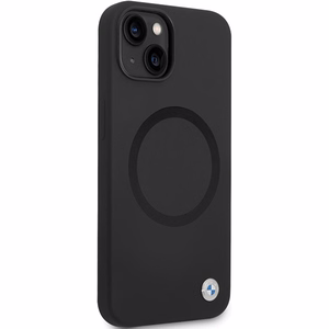 BMW BMHMP14SSILBK2 viedtālruņa apvalks iPhone 14 - melns Signature Liquid Silicone MagSafe