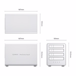 Orico 8848U4 DAS sērijas 4 bay M.2 NVMe SSD disku masīvs - balts