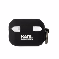 Karl Lagerfeld KLAP2RUNIKK AirPods Pro 2 apvalks melns/melns Silikona Karl Head 3D