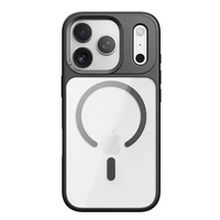 Rock Guard sērijas magnētiskais viedtālruņa apvalks Iphone 17 Pro Max caurspīdīgs-melns