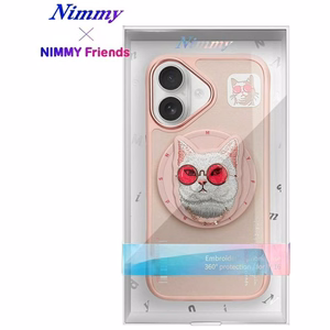 Nimmy Glasses Cool Cat MagSafe viedtālruņa apvalks iPhone 16 - rozā