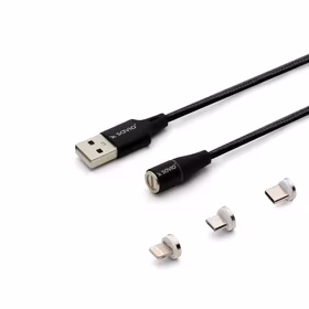 Savio CL-155 USB cable 2 m USB 2.0 USB C Micro USB A/Lightning melns