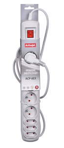 Activejet APN-8G – 8 ligzdu pagarinātājs ar 1.5 m kabeli, pelēks (APN-8g/1,5m-GR)