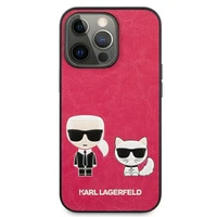 Karl Lagerfeld Ikonik Karl&Choupette apvalks iPhone 13 Pro / iPhone 13 - fuksijas krāsas apvalks