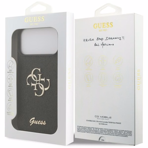 Guess PU Fixed Glitter 4G Metal Logo vāciņš Apple iPhone 18 Pro Max, melns
