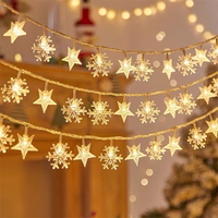 Lampki choinkowe LED snowflake/star -    3m/20 lampek ciepłe białe/warm balts zasilane bat. 3xAA EHD-LS04