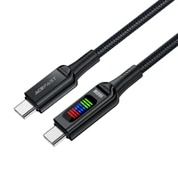 Acefast C7-03 USB-C USB-C 100W 1.2m kabelis ar ekrānu - melns