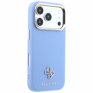 Guess Saffiano Small 4G & Classic Logo vāciņš modelim iPhone 18 Pro / 17 Pro, saderīgs ar MagSafe – gaiši zils