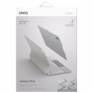 Uniq Venno Pro magnētiskais viedais maciņš ar klaviatūru, paredzēts iPad Air 10.9" (2020/2022) / Pro 11" (2021/2022) / Air 11" (2024/2025/2026) - balts