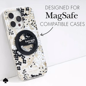 Kate Spade New York Magnetic Loop Grip MagSafe magnētiskais tālruņa turētājs pirkstam, melns
