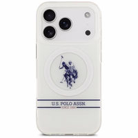 US Polo DH un apakšējās joslas logotips Magnētiskais apvalks iPhone 17 Pro - balts