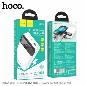 Portatīvais lādētājs (m) Hoco 20000 mAh QC3.0 PD 3A 20W J102A balts