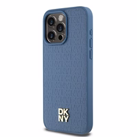 DKNY Ādas monogrammas raksta metāla logotips Magnētiskais viedtālruņa apvalks iPhone 15 Pro Max - zils
