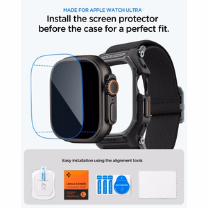 Spigen Lite Fit Pro siksniņa un rūdīta stikla ekrāna aizsargs Apple Watch Ultra 49 mm, melni