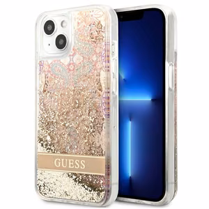 Guess GUHCP13SLFLSD iPhone 13 mini 5.4" золотой/золотой жёсткий чехол Paisley Liquid Glitter