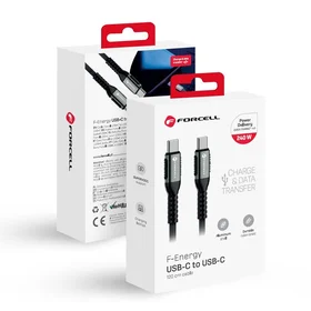 Kabelis FORCELL F-ENERGY C263 Type C uz Type C QC4.0 PD 5A 240W Cafule 1,2 m melns