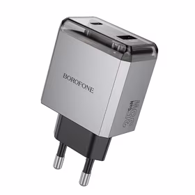 Borofone Lādētājs BN20 Lena (m) - USB + Type C - PD 35W pelēks