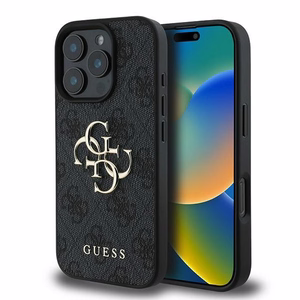 Guess 4G Liels logotipa apvalks viedtālrunim iPhone 16 Pro - melns